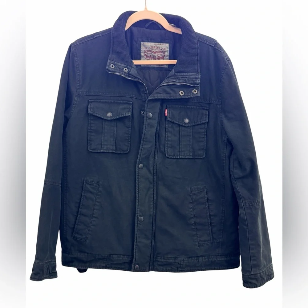 Levi’s Men’s Black Utility Field Jacket Military Workwear Coat Size Medium